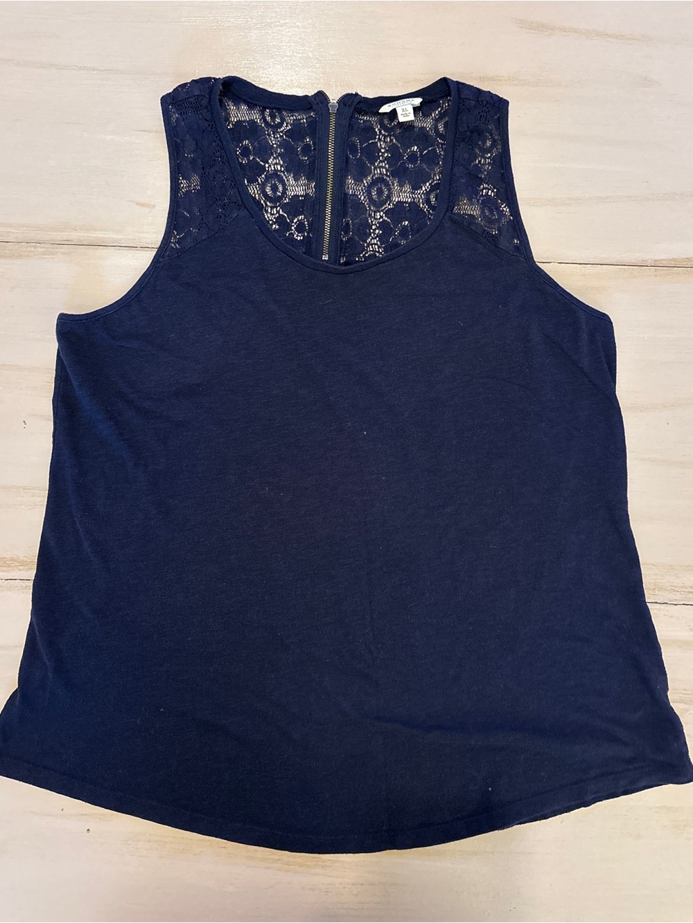 Lace-Back Navy Tank Top - Women's Sleeveless Layering Tee